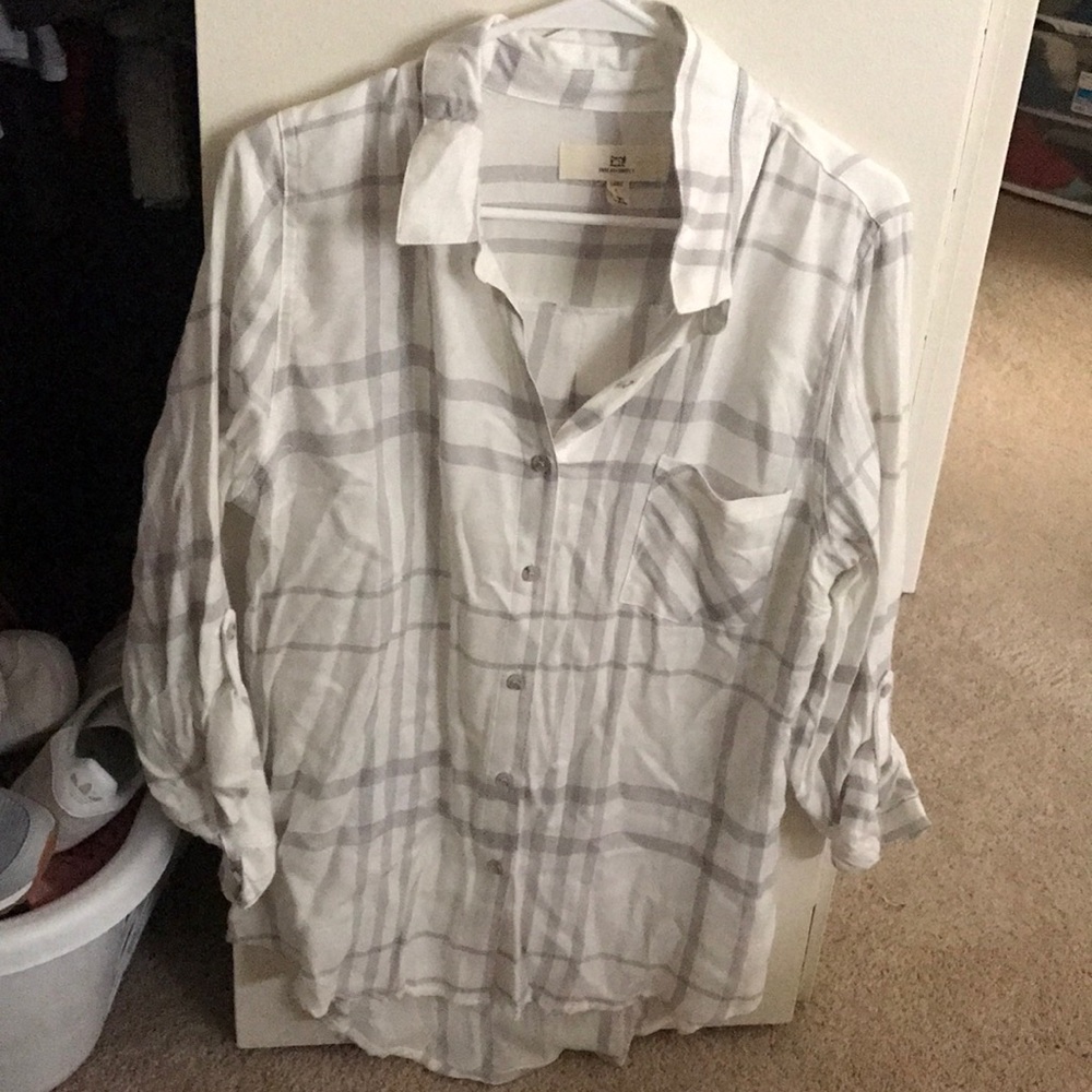 Long Sleeved Plaid Button Down Shirt